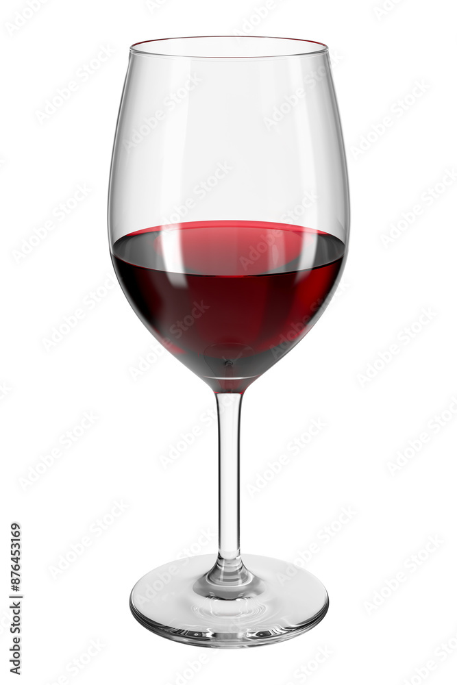 Glass with red wine on isolated transparent background. Bar theme. Alcoholic drink. 3d rendering. Glass with red wine on isolated transparent background. Bar theme. Alcoholic drink. 3d rendering.