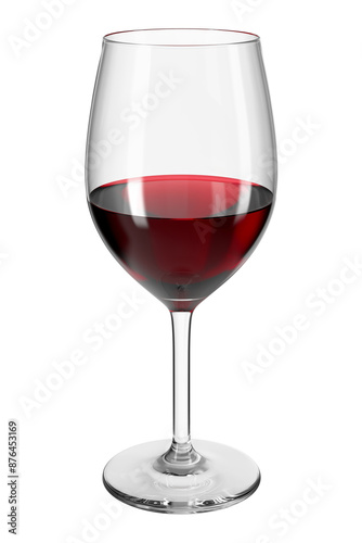 Glass with red wine on isolated transparent background. Bar theme. Alcoholic drink. 3d rendering.