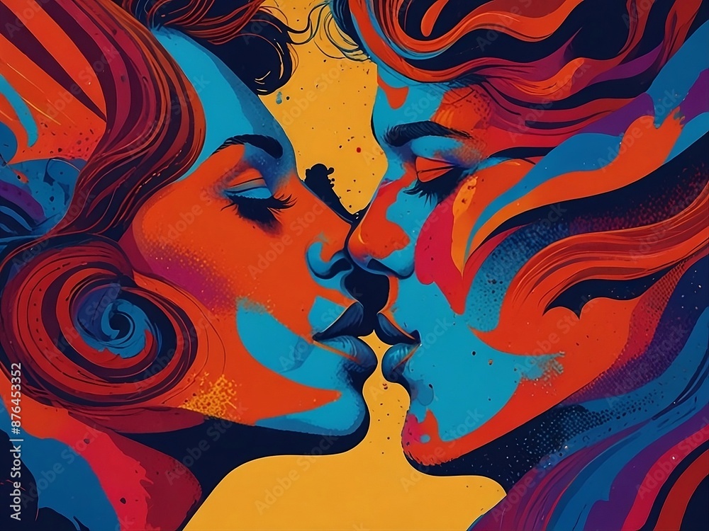 A romantic lip kiss ,show casting concept of international kissing day. A romantic lip kiss ,show casting concept of international kissing day.