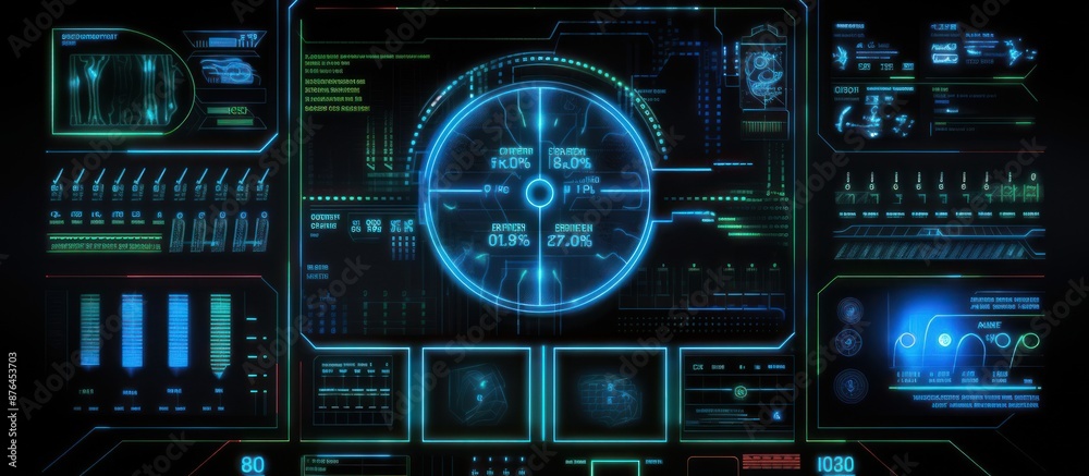 Futuristic Interface with Blue and Green Glowing Elements Futuristic Interface with Blue and Green Glowing Elements