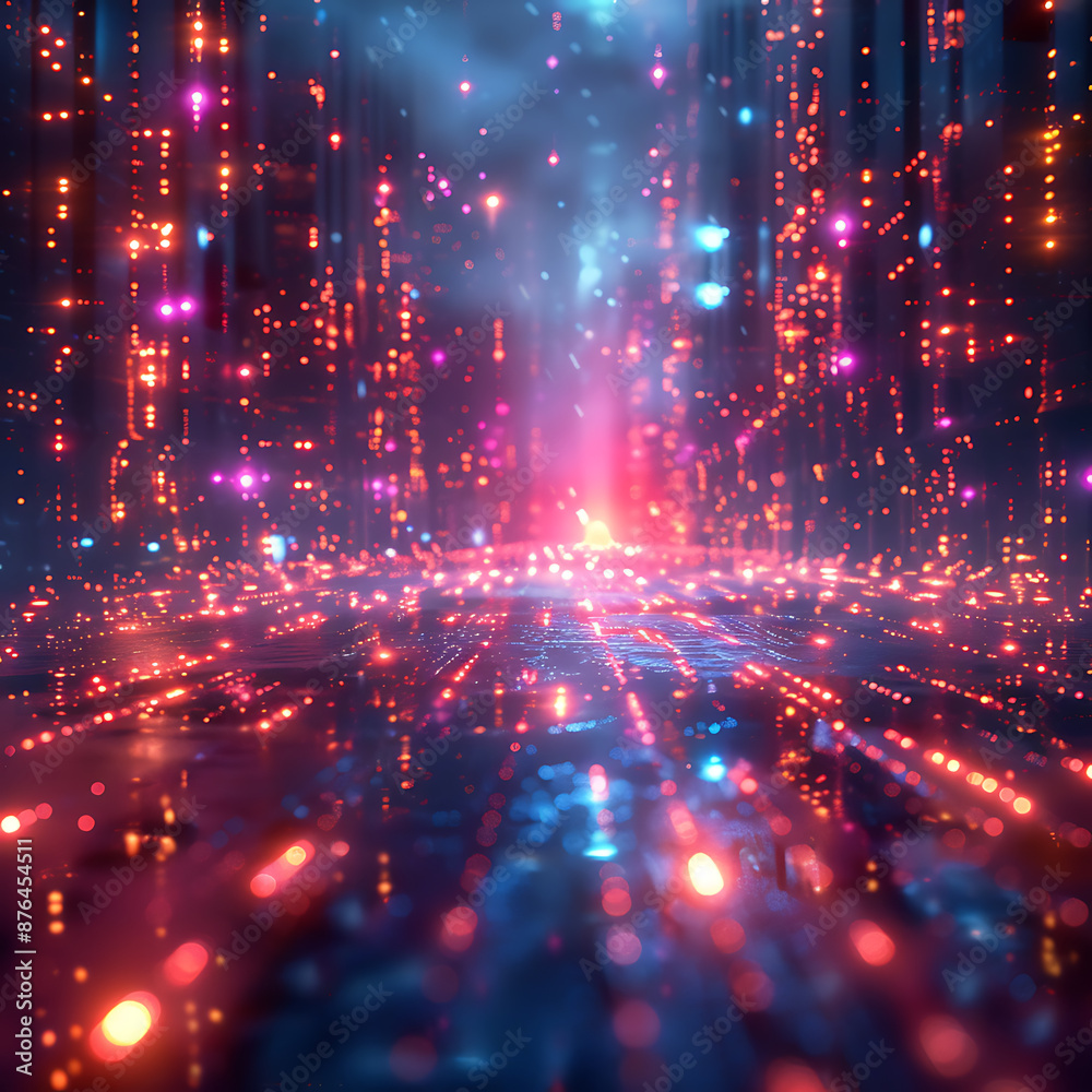 Abstract Neon Cityscape: Data Fusion Art Abstract Neon Cityscape: Data Fusion Art