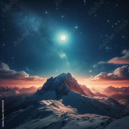 Full moon over the mountains