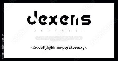 Dexens abstract minimal modern alphabet fonts for logo design typography vector illustration