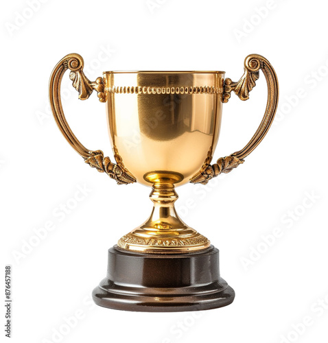 gold trophy cup on isolated transparent background