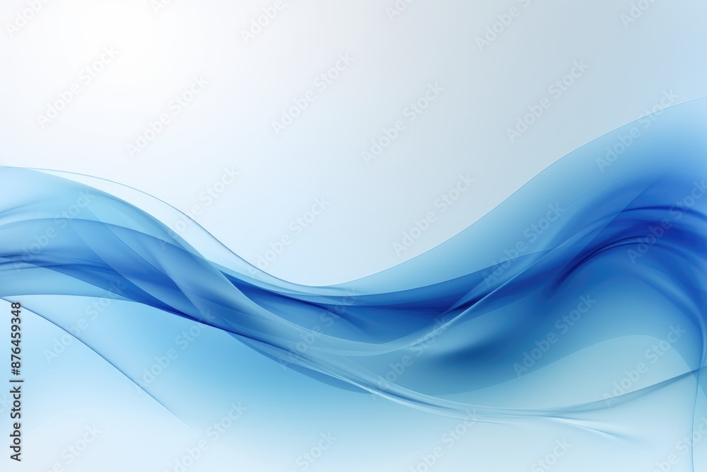 Fototapeta premium Abstract light blu background featuring a dynamic wave pattern with flowing, curved lines creating a sense of motion and depth.