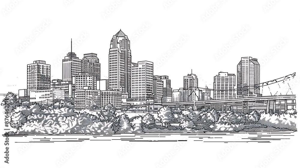 Fototapeta premium outline drawing of city