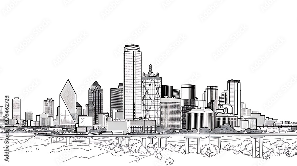 Fototapeta premium outline drawing of city