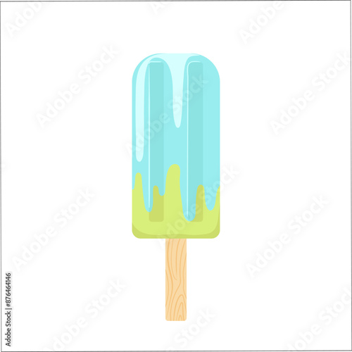 Cartoon ice-cream with sweet sugar topping colorful glaze delicious refreshment isolated on white