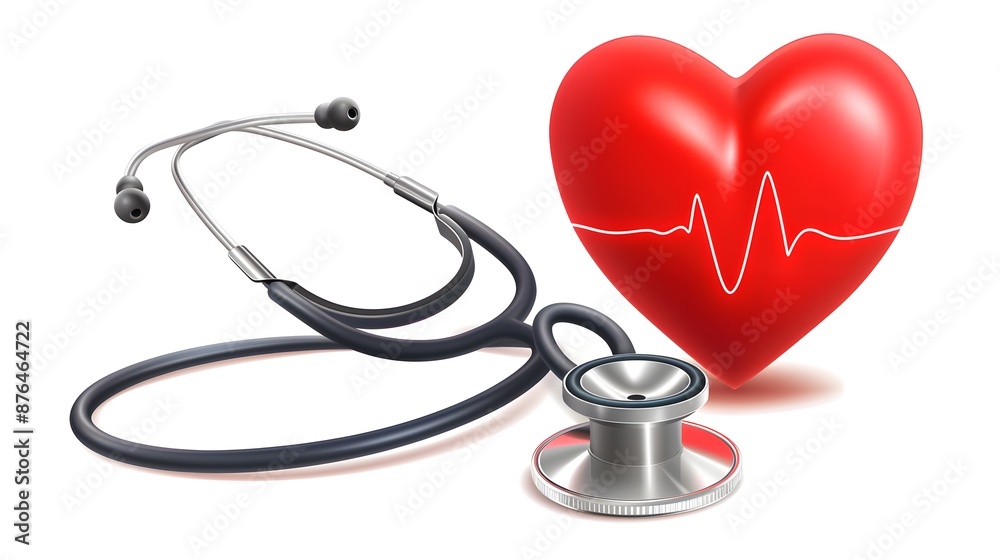 Stethoscope and hearth with heartbeat line Stethoscope and hearth with heartbeat line