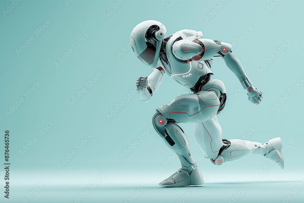 Advanced Humanoid Robot Running in Futuristic Environment Symbolizing AI Speed and Technological Progress Advanced Humanoid Robot Running in Futuristic Environment Symbolizing AI Speed and Technological Progress
