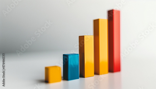 Free Download Colorful 3D bar graph with an upward trend, representing financial growth and data visualization - GFXLoad