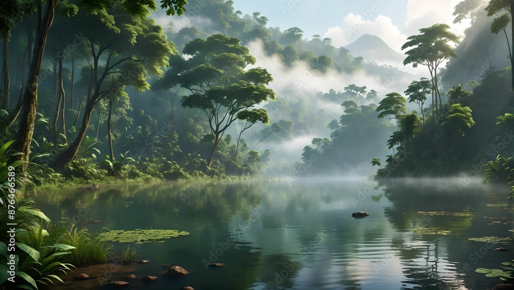 Tranquil Forest River Scene Tranquil Forest River Scene