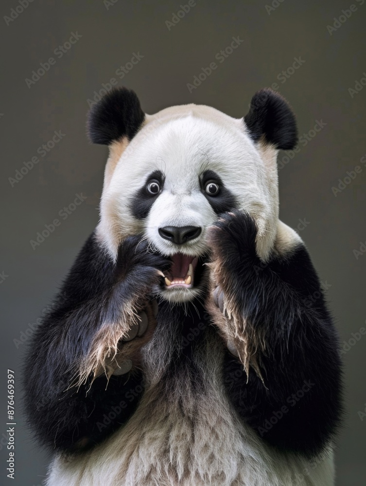 Very surprised panda with open mouth Very surprised panda with open mouth