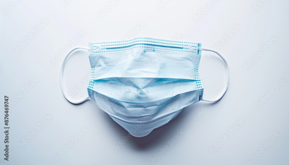 Blue disposable face mask isolated on a white background ideal for healthcare and protection Blue disposable face mask isolated on a white background ideal for healthcare and protection