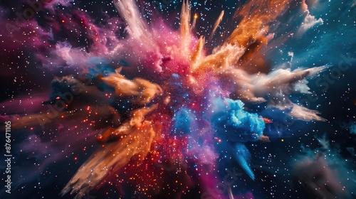 Wallpaper Mural Colorful explosion in space themed studio background Trendy design concept with vibrant modern colors Torontodigital.ca