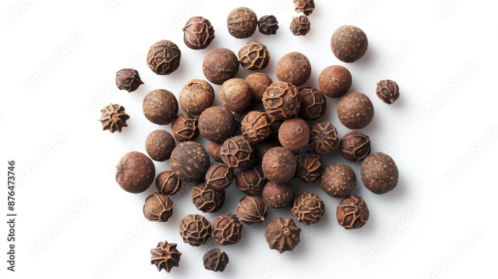 A close-up view of a pile of nuts on a white background A close-up view of a pile of nuts on a white background