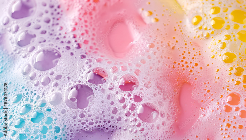 custom made wallpaper toronto digitalColorful foam after dissolving bath bomb in water, closeup. Banner design