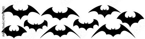 Wallpaper Mural Halloween bat silhouette set. Halloween flying bats. Vampire vector bat. Dark silhouette of bat flying in a flat style Torontodigital.ca