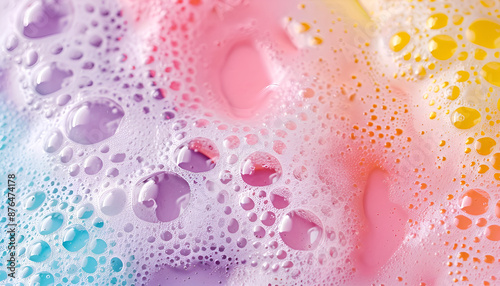 Wallpaper Mural Colorful foam after dissolving bath bomb in water, closeup. Banner design Torontodigital.ca