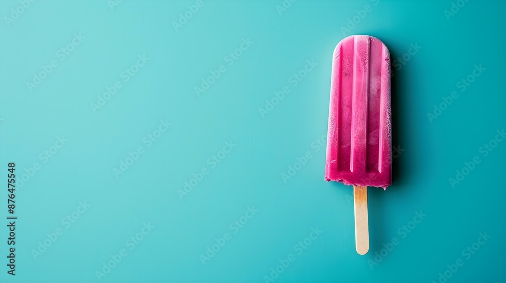 Fuchsia Popsicle on a summery blue Background with Copy Space