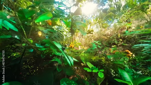 Sunlight Through Lush Tropical Rainforest Canopy