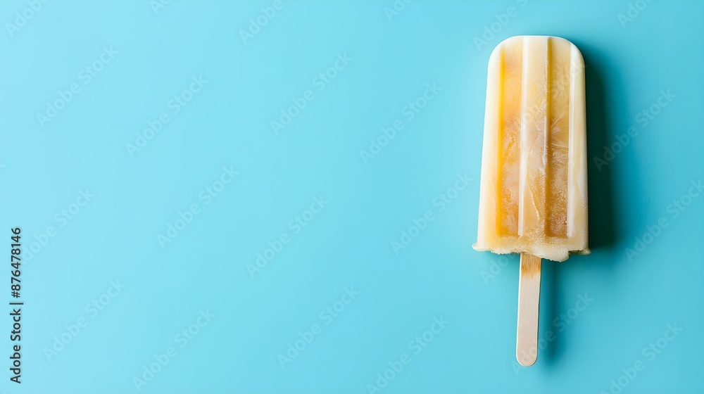 Light Brown Popsicle on a summery blue Background with Copy Space Light Brown Popsicle on a summery blue Background with Copy Space