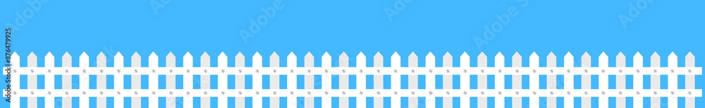 Fototapeta premium Juily wooden rustic fence, creative vector illustration of white wooden fences. Garden white silhouettes of wooden wall.