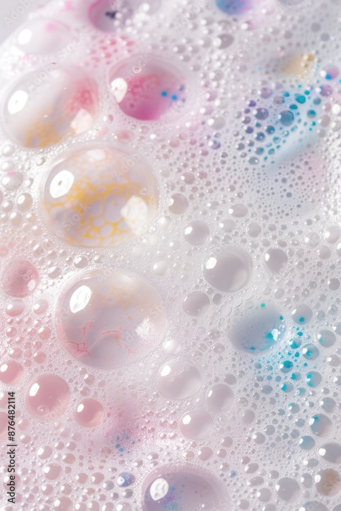 Close-up of soap bubbles in a relaxing bath scene