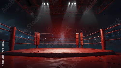 Bright red turnbuckle pad on a wrestling ring Low Angle Creative AI. Bright red turnbuckle pad on a wrestling ring Low Angle Design Background for Instagram, Facebook wall painting Creative AI red, ba