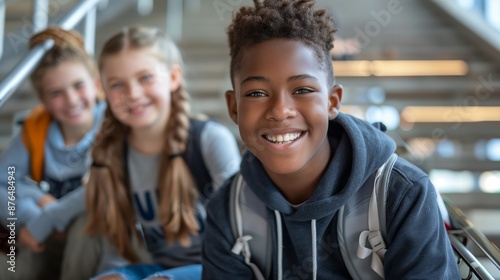 Students hanging out in school corridor
