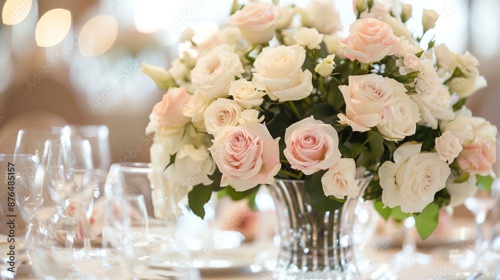 a vase filled with white and pink flowers on a table
