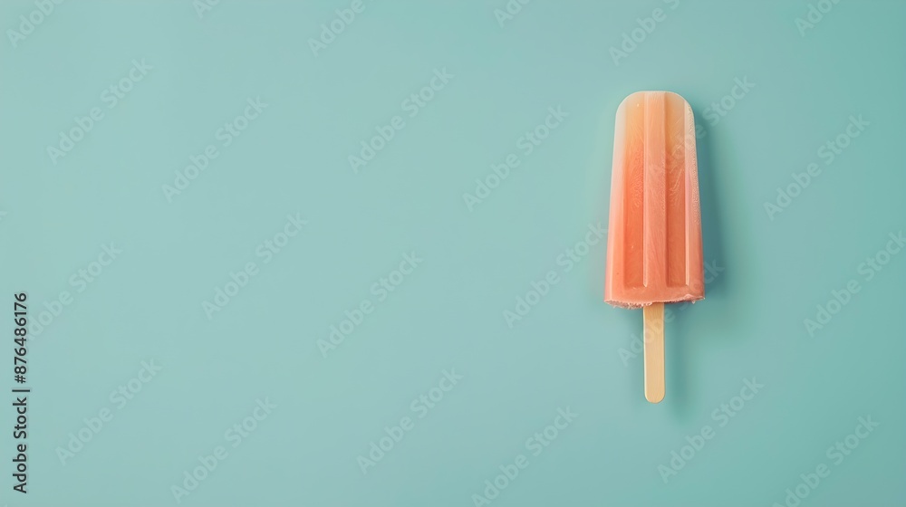 Peach Fuzz Popsicle on a summery blue Background with Copy Space Peach Fuzz Popsicle on a summery blue Background with Copy Space