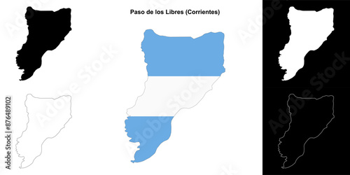 Paso de los Libres department (Corrientes) outline map set