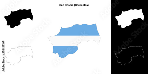 San Cosme department (Corrientes) outline map set