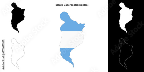 Monte Caseros department (Corrientes) outline map set