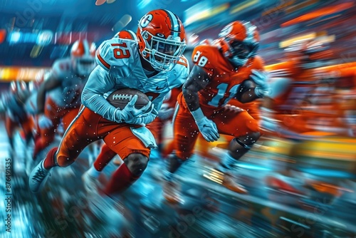 Football Blitz Under Lights. Generative AI