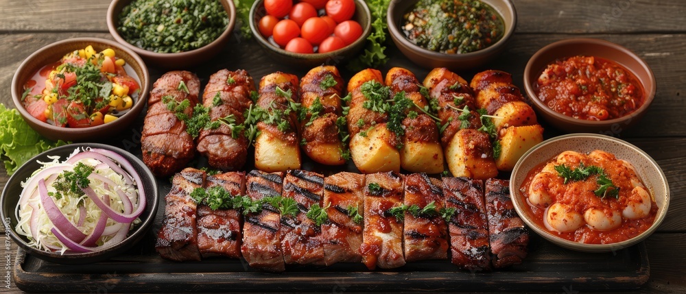 Grilled Feast With Sides. Generative AI Grilled Feast With Sides. Generative AI