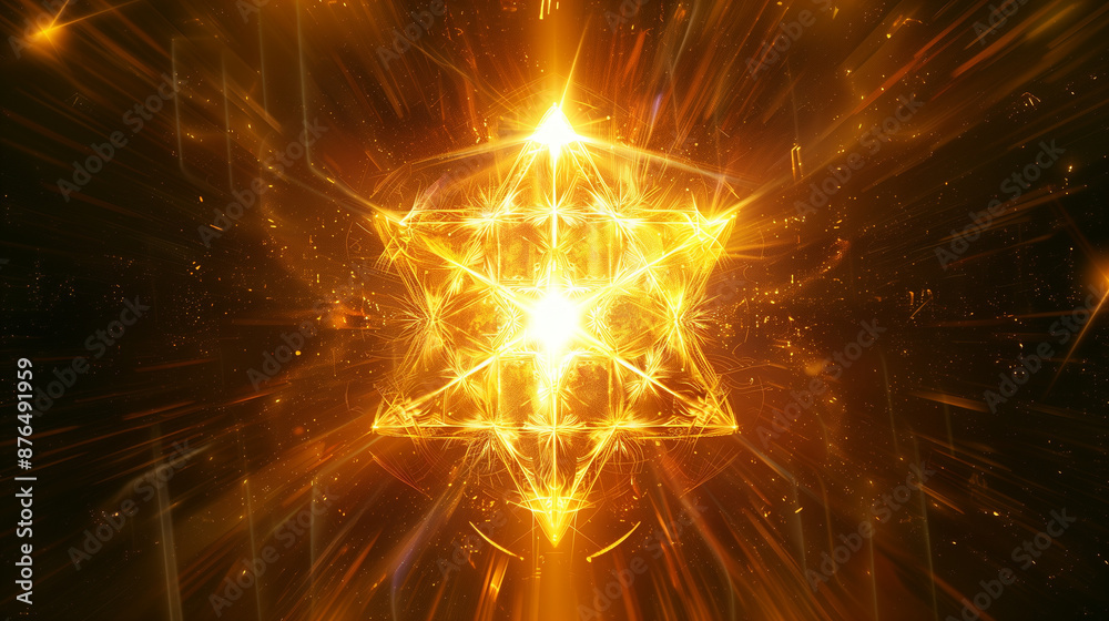 Fototapeta premium Star of David in yellow lights