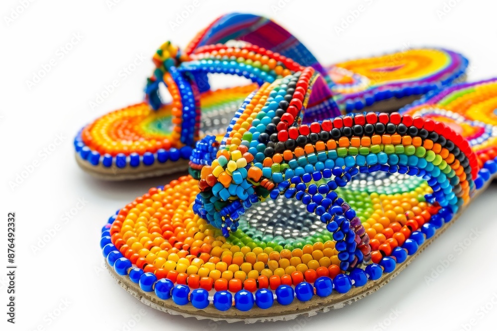 Close-up of beaded sandals for Songkran in Myanmar Close-up of beaded sandals for Songkran in Myanmar