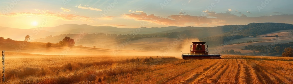 Fototapeta premium Golden Harvest Sunrise. Generative AI