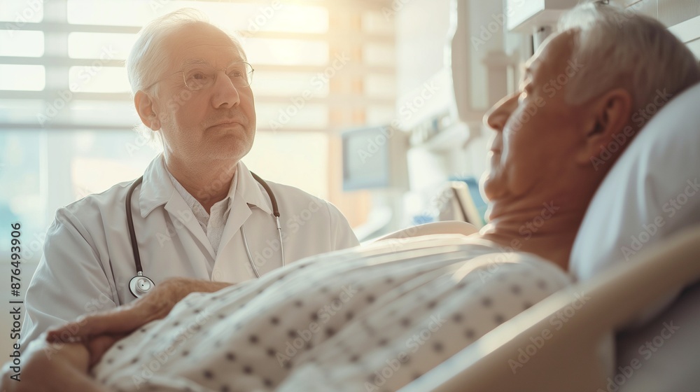 Obraz premium Doctor examining a patient in a hospital bed