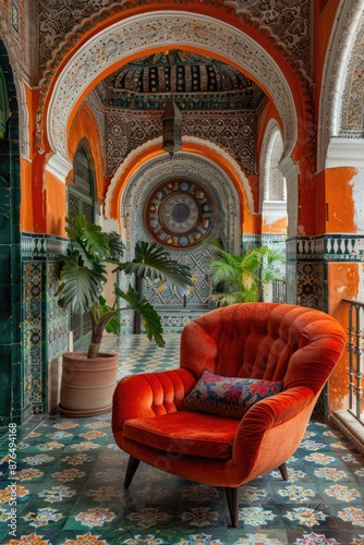 Moroccan Courtyard Chair. Generative AI