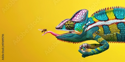 chameleon with a fly