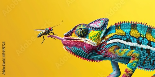 chameleon with a fly
