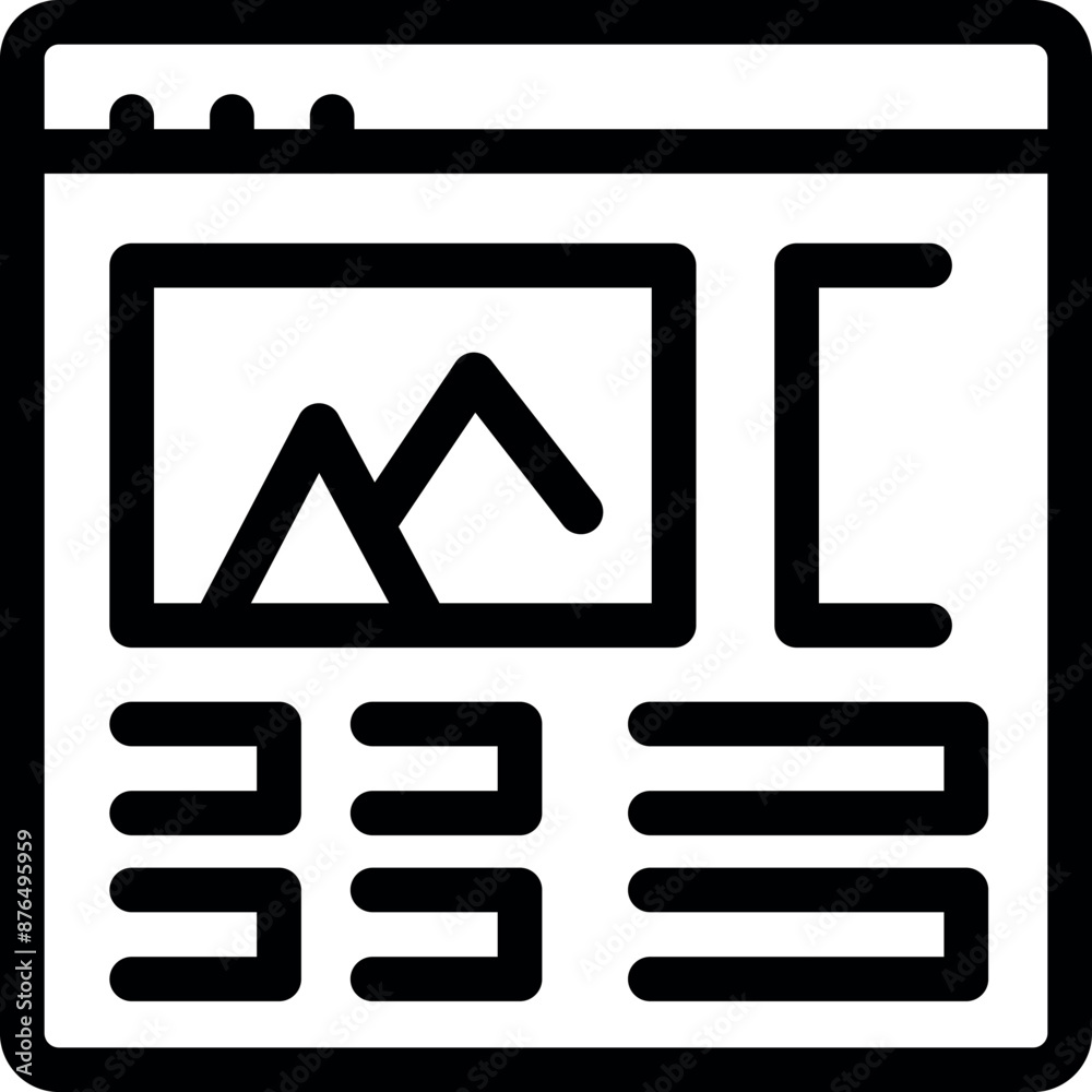 Simple, bold icon of a website template, useful for designers and developers Simple, bold icon of a website template, useful for designers and developers