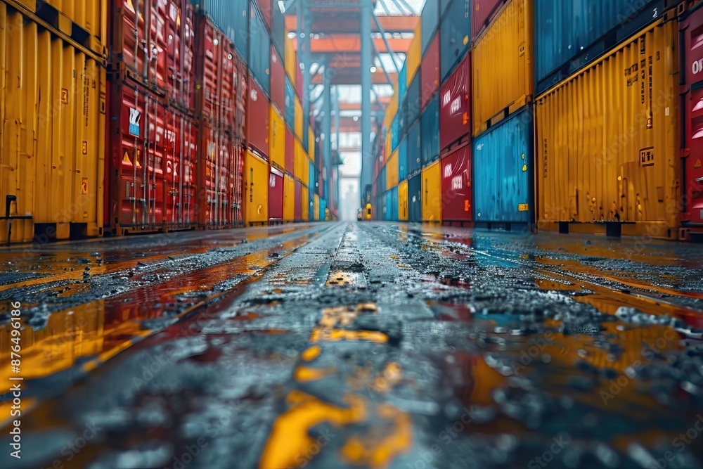 Fototapeta premium Wet Cargo Containers. Generative AI