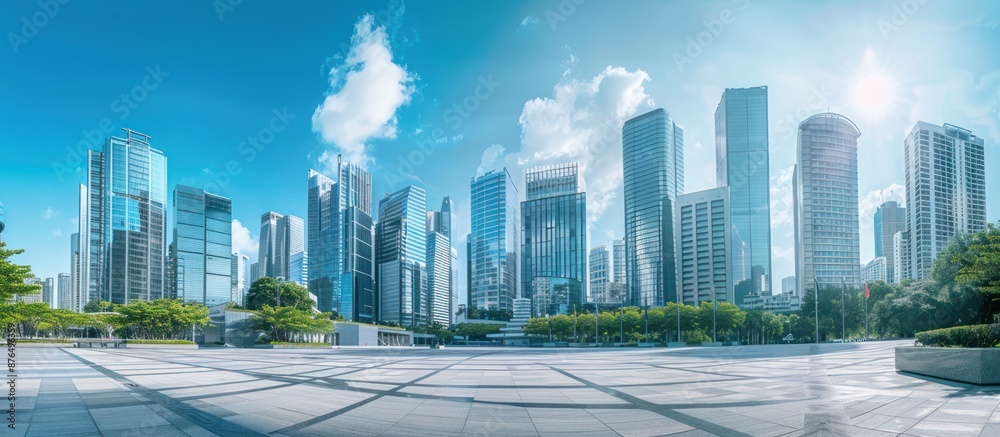 Obraz premium City square and skyline with modern buildings.