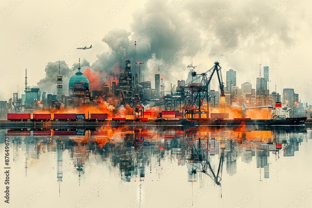 Global Trade Skyline. Generative AI Global Trade Skyline. Generative AI