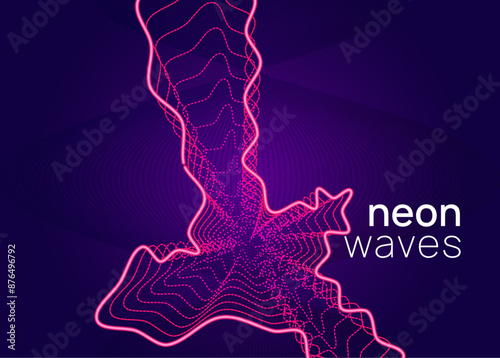 Edm Poster. Night Club Set. Pink Party Banner. Sound Trance Template. Psychedelic Beat Illustration. Festival Cover. Violet Dj Flyer. Blue Edm Poster