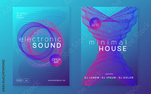 Dj Flyer. Green Music Design. Trance Cover. Pink Edm Background. Dance Poster. Party Festival Template. Electronic Audio Illustration. Blue Dj Flyer